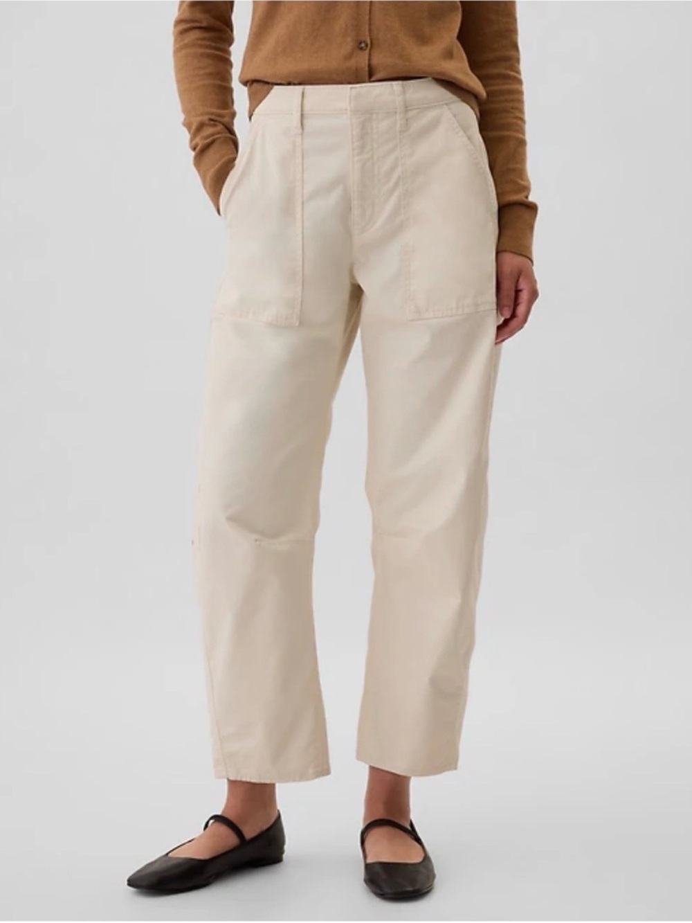 BOGO! Gap High Rise Barrel Khakis Chino Utility Pants Cream 12 Tall